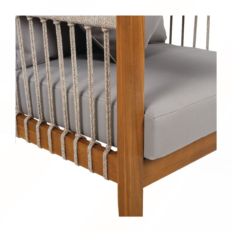 Acacia Wood Outdoor Club Chair with Removable Cushions for Porch and Garden