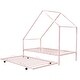 preview thumbnail 9 of 8, Twin Size Metal House Bed with Pull-Out Trundle for Space-Saving and Versatile Children's Bedrooms