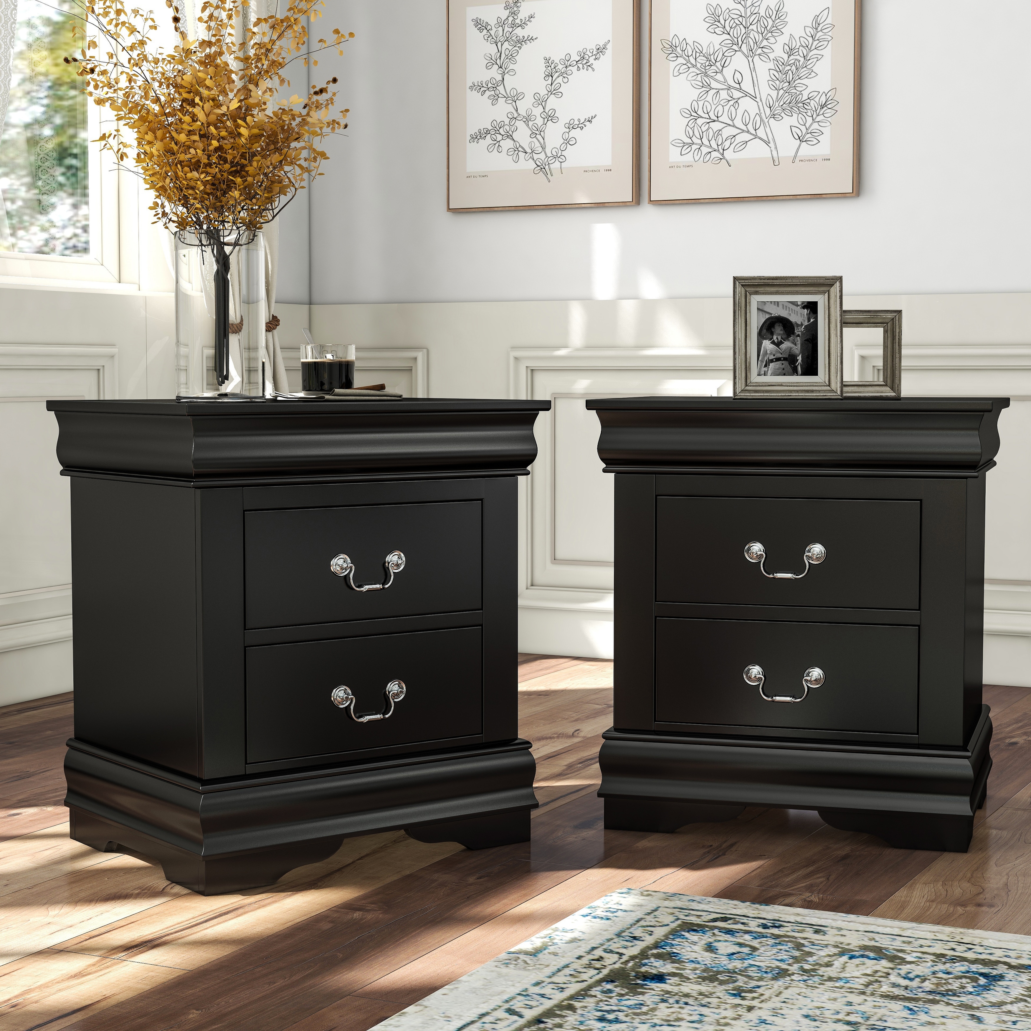Furniture of America Mayday Traditional Solid Wood 2-Drawer Nightstand (Set of 2)