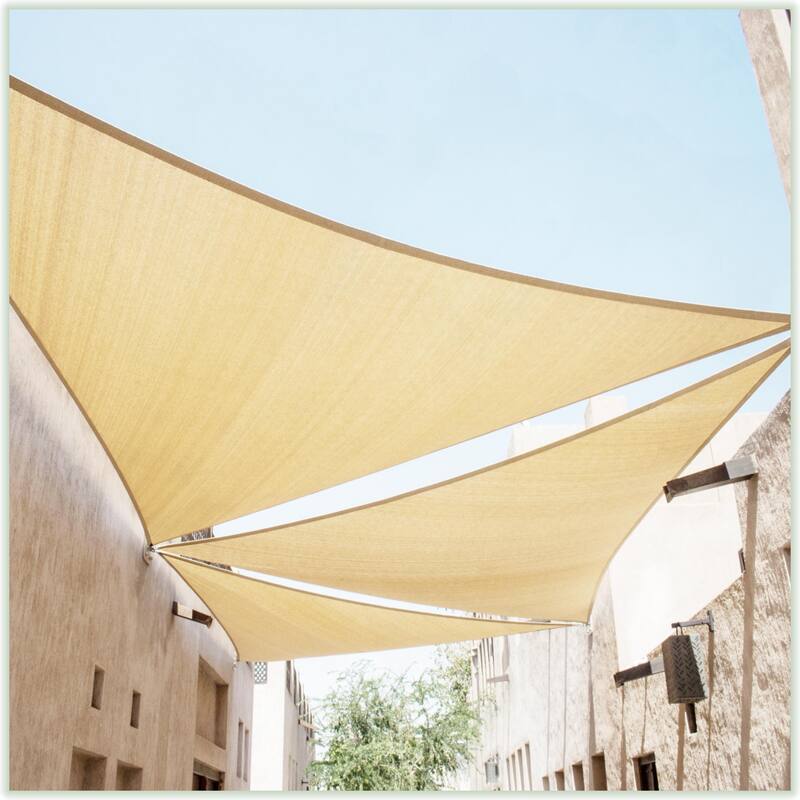 ColourTreeUSA Right Triangle Sun Shade Sail HDPE with Winch Hardware Installation Kit