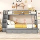 preview thumbnail 2 of 28, Solid Pinewood Twin-Over-Full Bunk Bed with 3 Drawers and Storage Staircase, Divided Into 2 Individual Platform Bed Frames