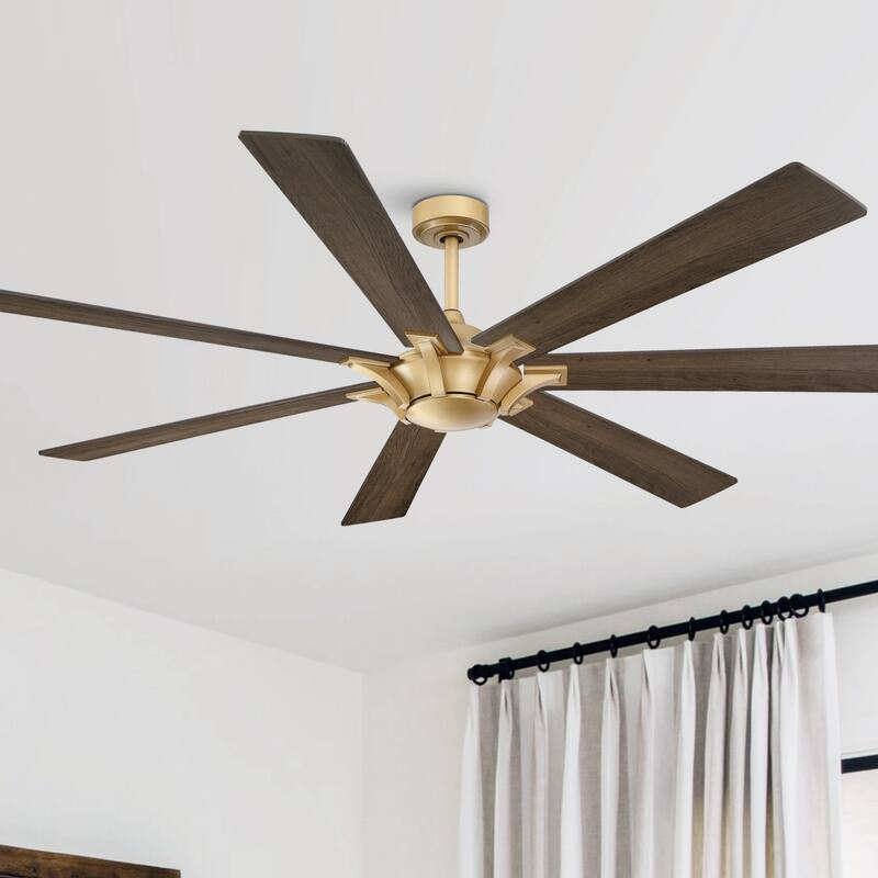 72" Modern Gold Reversible 7-Blade Larger Windmill Ceiling Fan with Remote