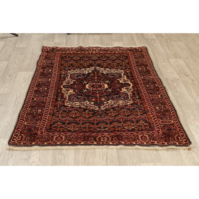 Vintage Madder Vegetable Dye Sarouk Farahan Persian Area Rug Handmade - 4'1" x 5'6"