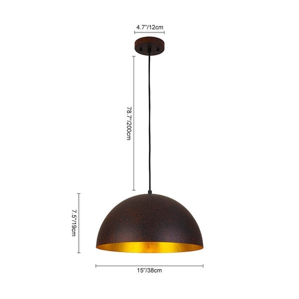 dimension image slide 5 of 15, Industrial Oversized Metal Dome Pendant Light - Modern Farmhouse