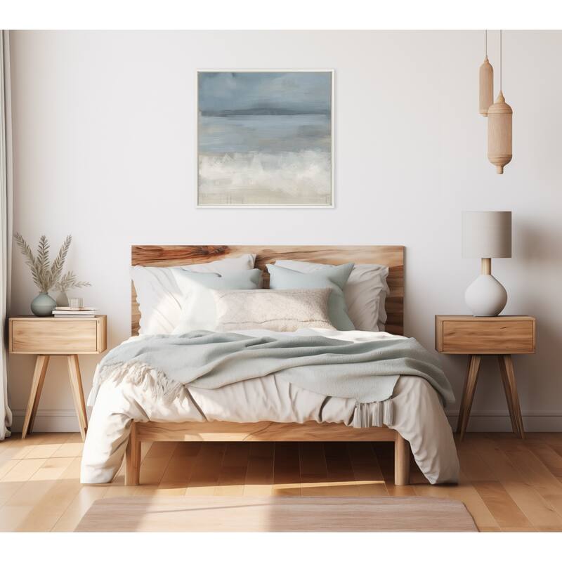 Kate and Laurel Sylvie Beaded The Blues Framed Canvas by Mary Sparrow