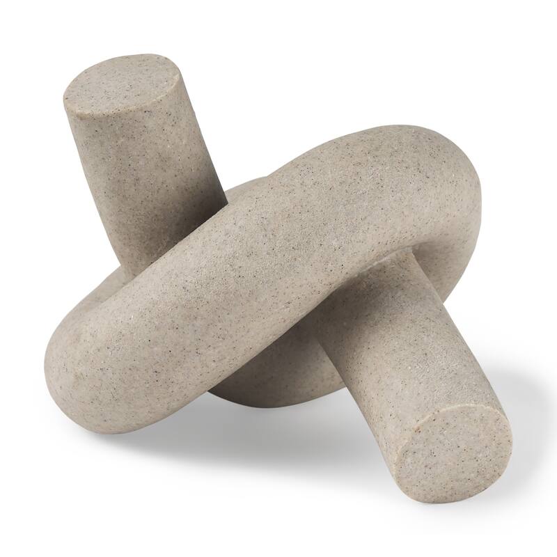 Otto Granite Resin Large Knot Sculpture Decorative Object - 12.0L x 10.5W x 7.5H - Sandstone