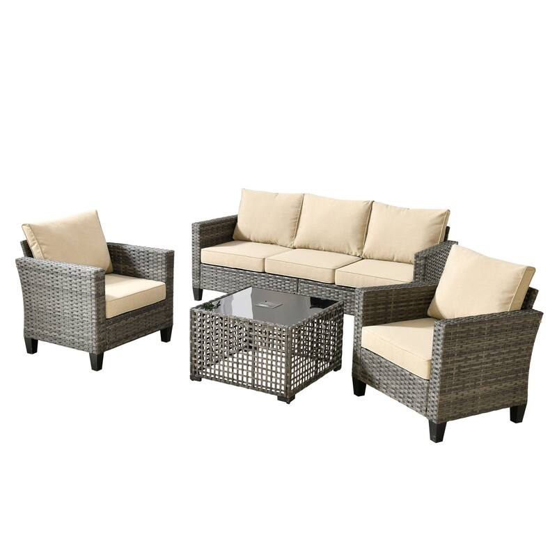 XIZZI Outdoor Wicker Patio Furniture Conversation Set