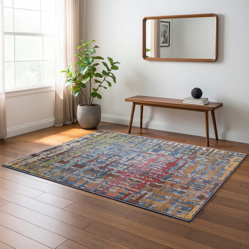 Tobias Abstract Geometric Blue/ Multi Area Rug - 9' 10" x 12' 8" - Rectangle