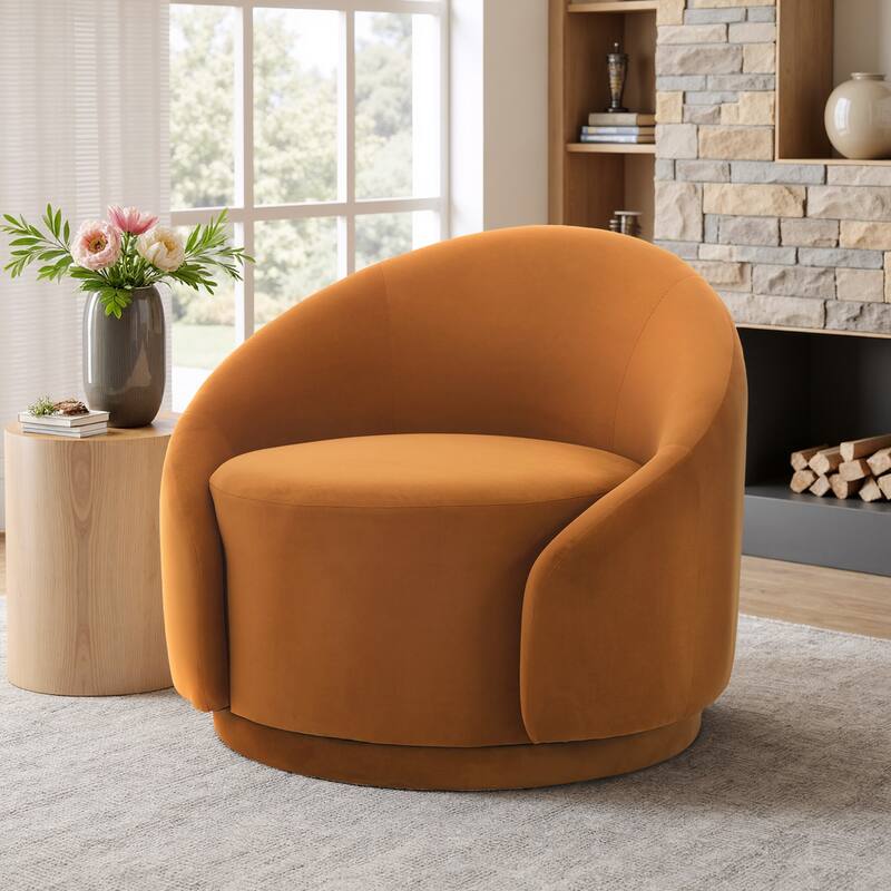 Modern Upholstered Swivel Barrel Chair Accent Lounge Chair