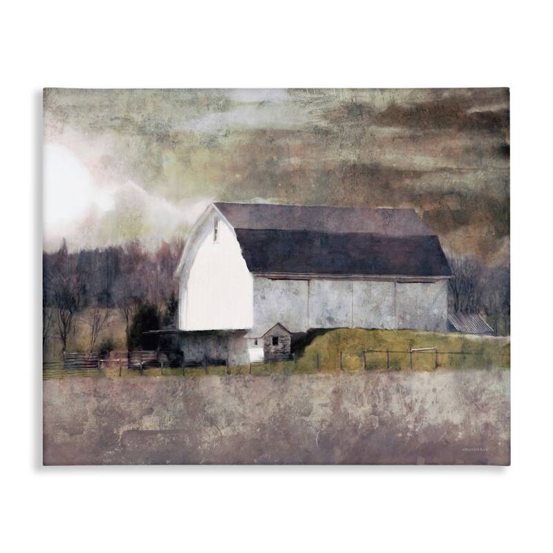 Stupell Stormy Sky Country Farm Barn Murky Field Landscape Canvas Wall Art - Brown - 36 x 48