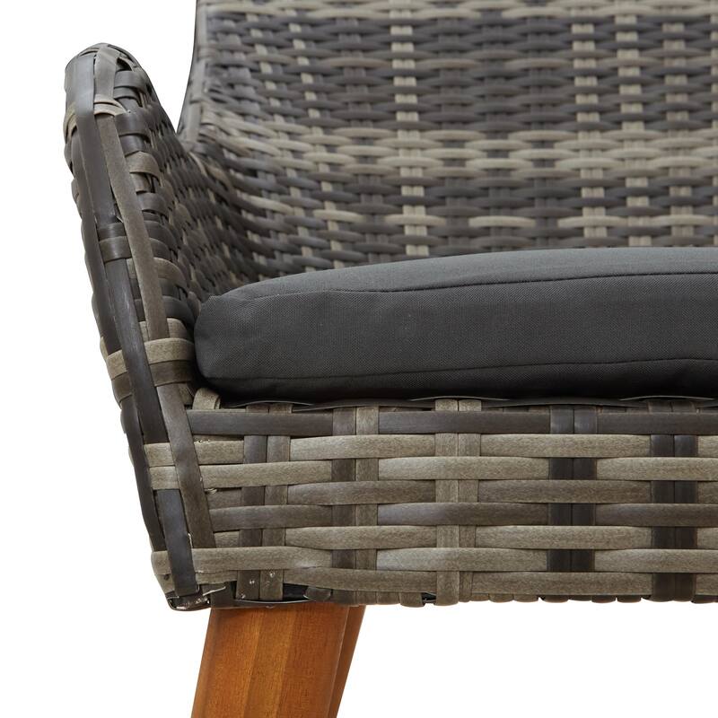 vidaXL Patio Chairs 2 Pcs Patio Wicker Dining Chair with Cushions Poly Rattan - 21.7 x 24.6 x 32.3