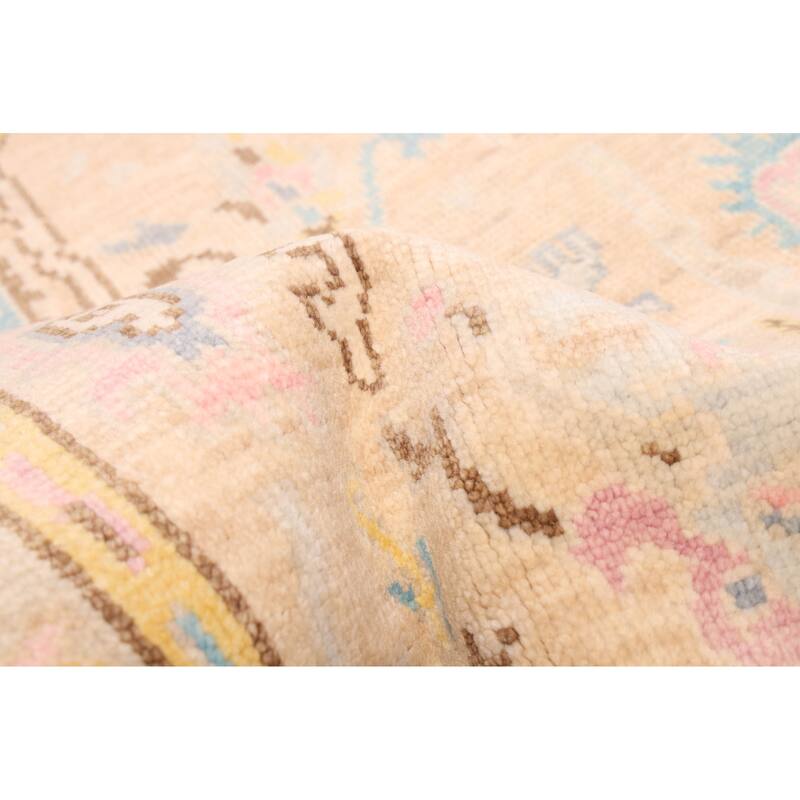 ECARPETGALLERY Hand-knotted Modern Oushak Beige Wool Rug - 3'1 x 15'11