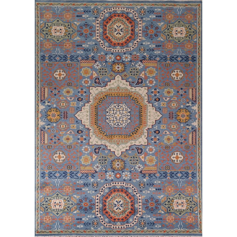 Geometric Khotan Indian Area Rug Handmade Wool Carpet - 8'9"x 11'8"