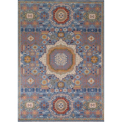 Geometric Khotan Indian Area Rug Handmade Wool Carpet - 8'9"x 11'8"