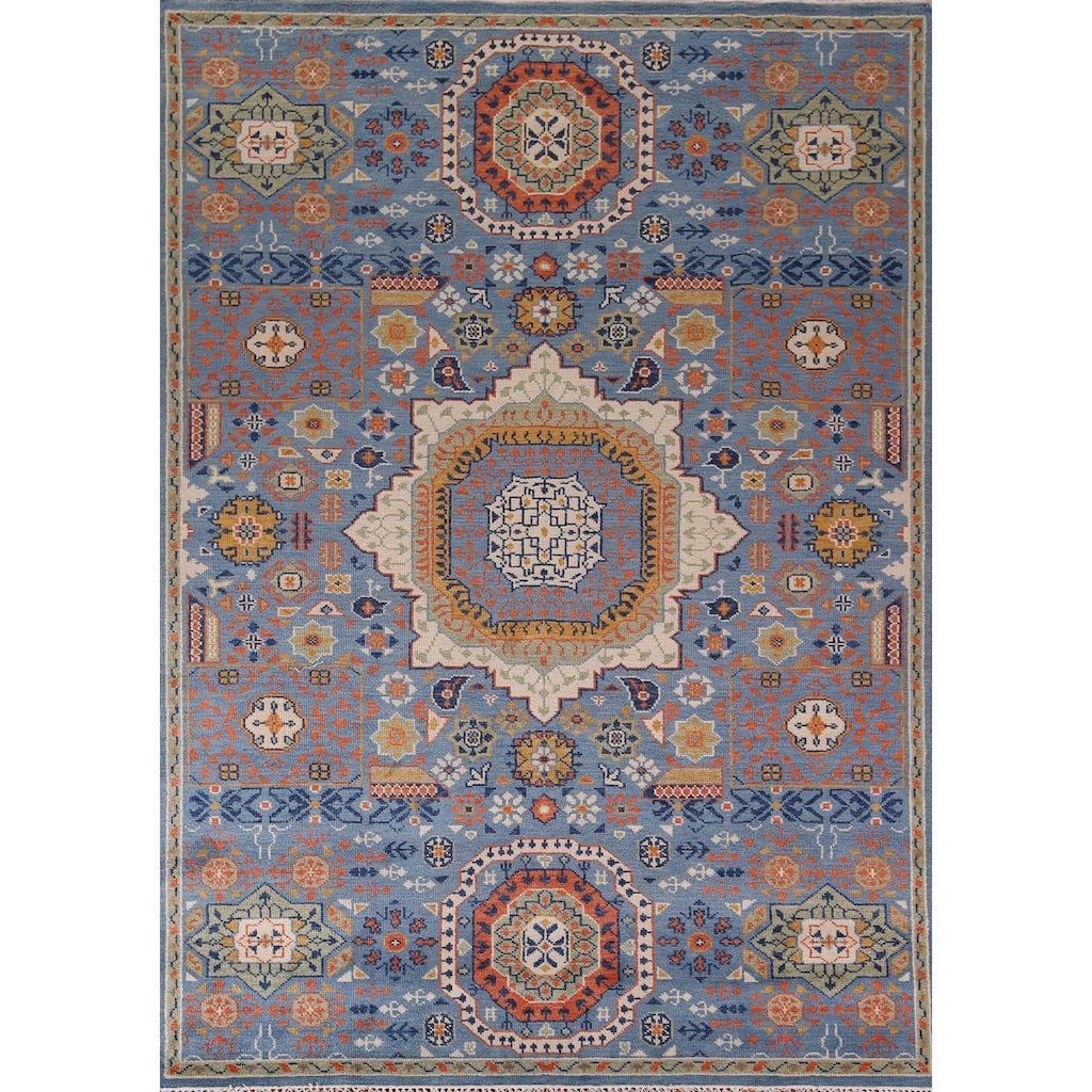 Geometric Khotan Indian Area Rug Handmade Wool Carpet - 8'9"x 11'8"