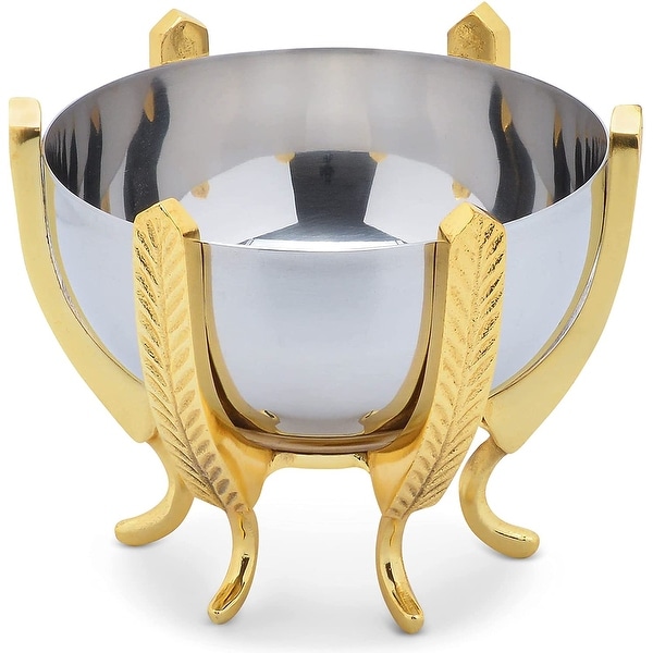 Cheer Collection Shiny Stainless Steel Decorative Bowl on Elegant Gold Base. Opens flyout.