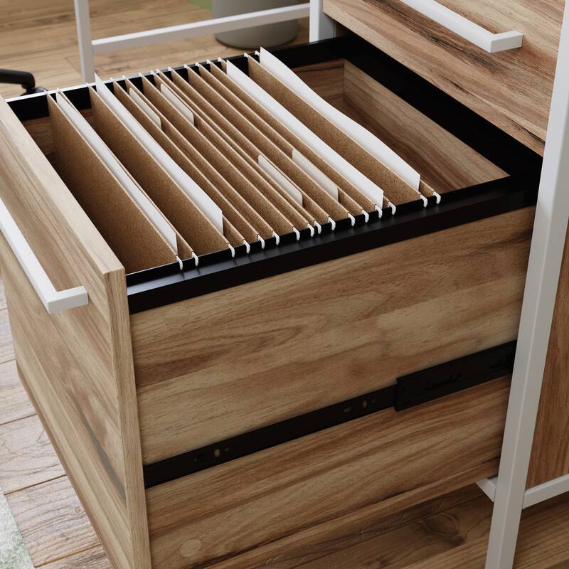 Wood Desk with Rustic Spindle Design, Brown