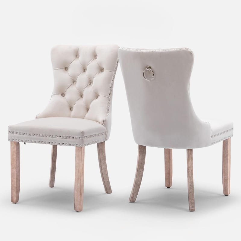 Tufted Naliheads Solid Wood Upholstered Dining Chairs (Set of 2)