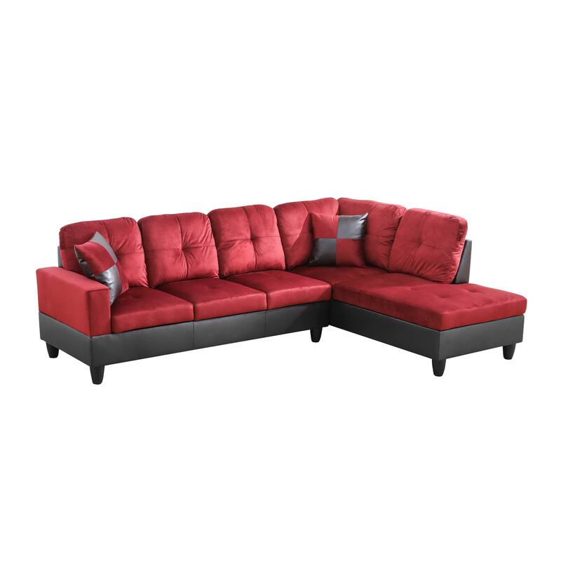 Red Flannel And PVC 3-Piece Couch Living Room Sofa Set