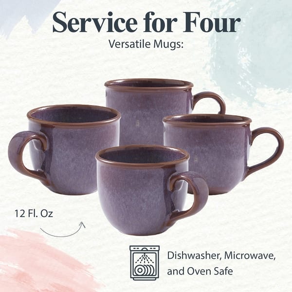Portmeirion 12oz Minerals Mug, Moonstone (Set of 4) - Stoneware Coffee Cup, Sturdy Ceramic Mug, Microwave, Dishwasher, Freezer, Oven Safe