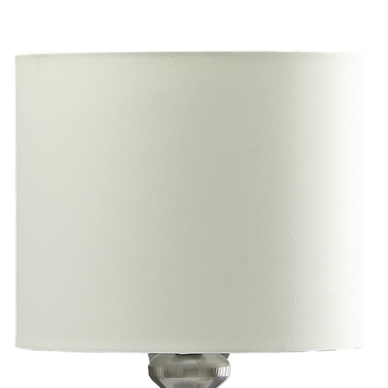 Omi 25 Inch Table Lamp, Drum White Shade, Sleek Modern Brushed Silver Body