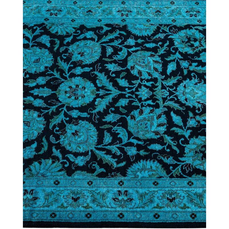 Fine Vibrance, One-of-a-Kind Hand-Knotted Runner Rug - Blue, 2' 6" x 9' 10" - 2' 6" x 9' 10"