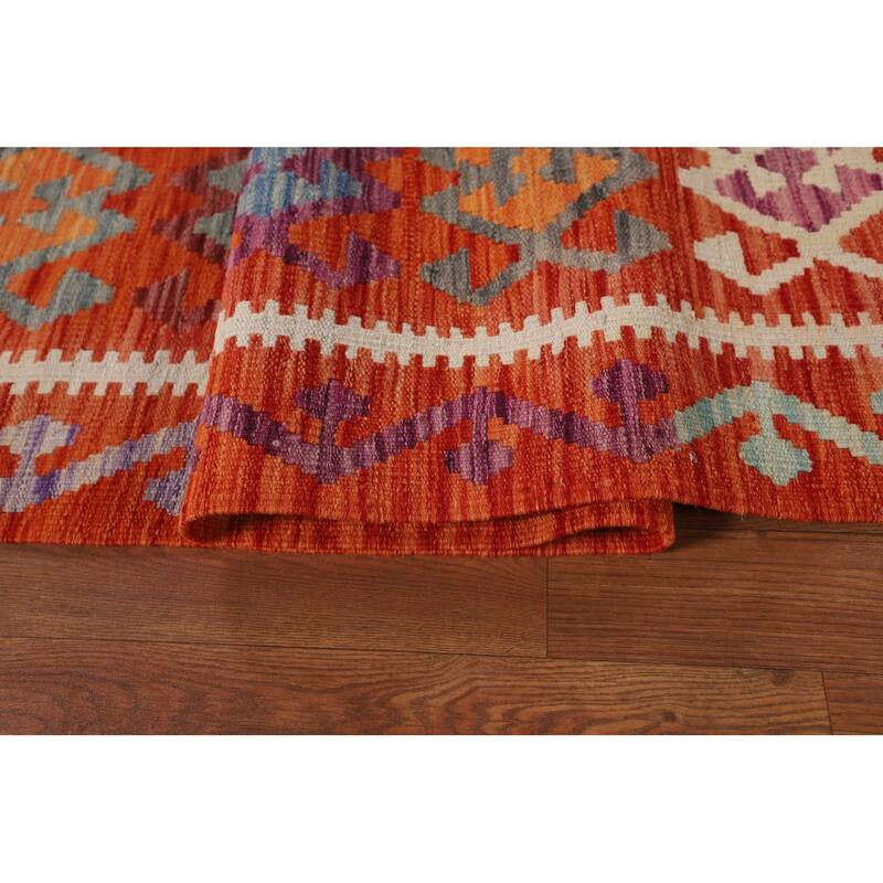 Hand Woven Oriental 100% Wool Carpet Southwestern All-Over Navy Blue & Blues Kilim Area Rug - 11' 10'' X 8' 5''