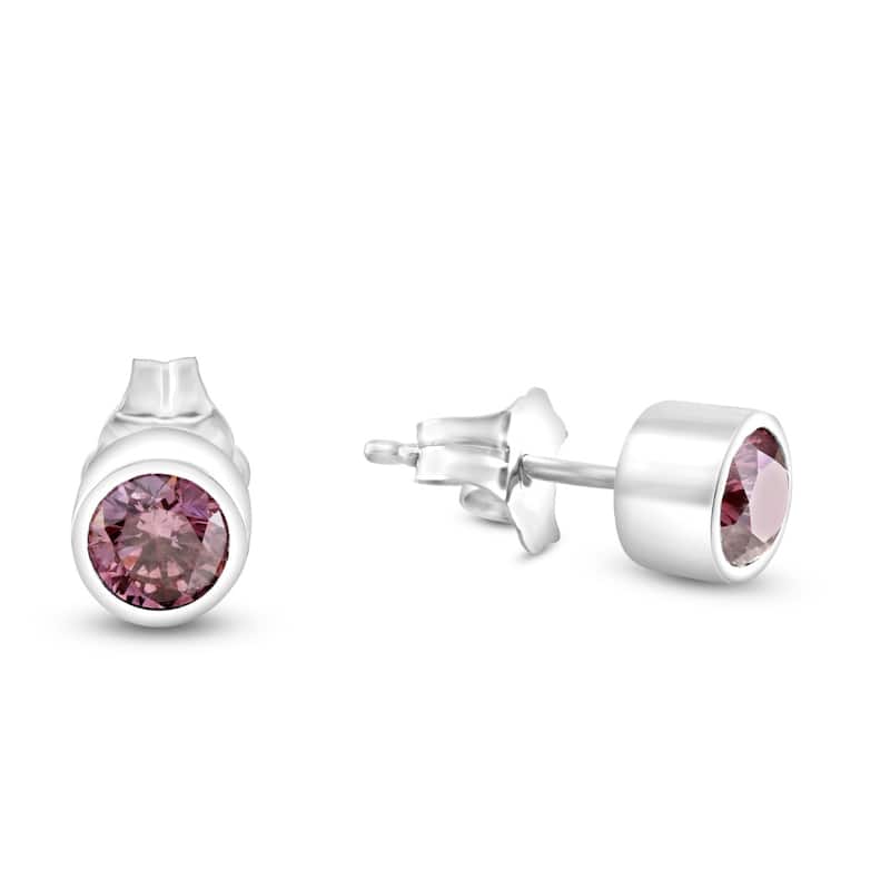 1/2Ct TW Pink Diamond Bezel Studs White Gold