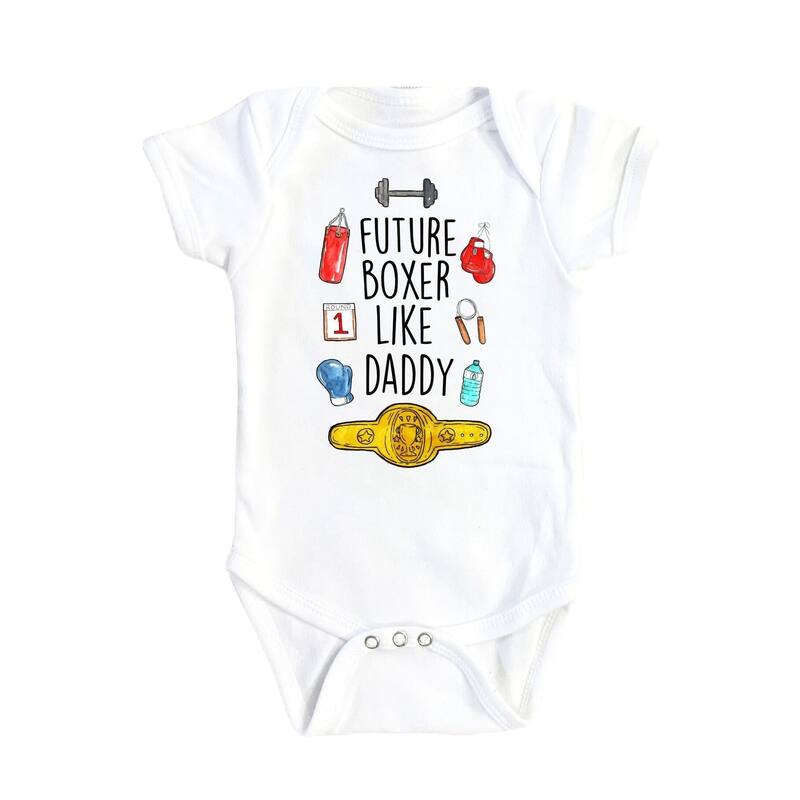 Boxing Belt - Baby Boy Girl Clothes Infant Bodysuit Funny Cute Newborn - Pink - 0-3M