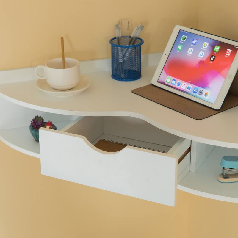Corner Desk Wall Mounted Office Table with Drawer Writing Desk