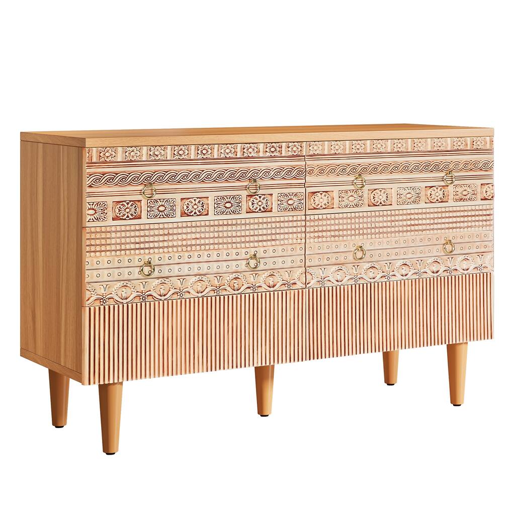 6-drawer Double Wide Chest of Drawers Dresser for Bedroom