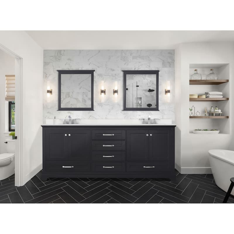 Dukes 80 in. Double Bath Vanity, Cultured Marble Top & 30 in. Mirrors