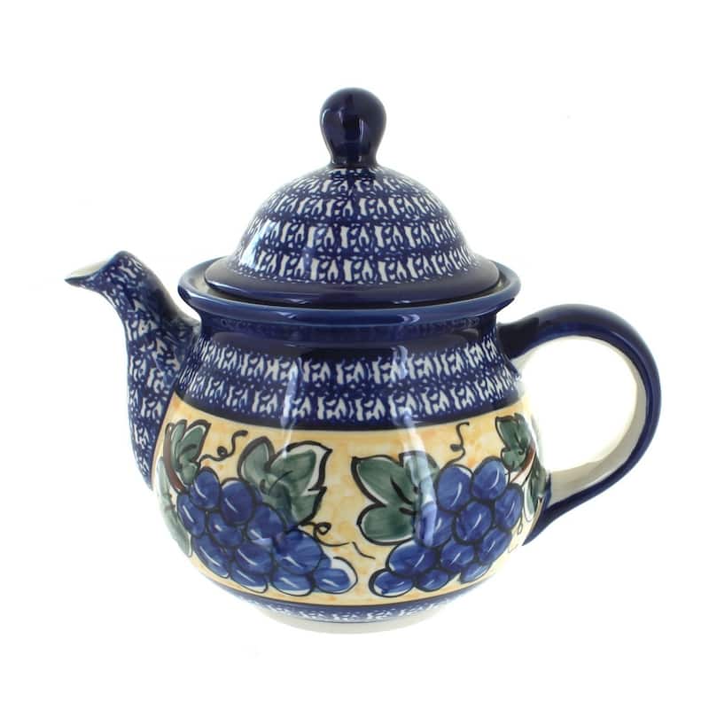 Blue Rose Polish Pottery 943 Zaklady Large Teapot - Grapes