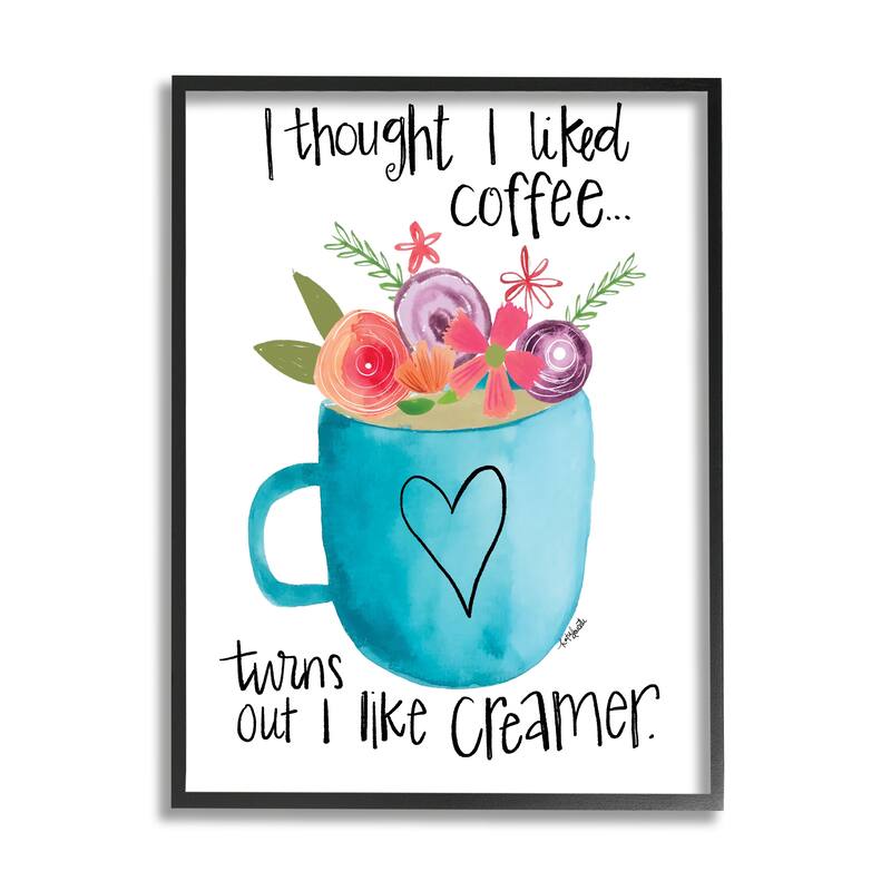 Stupell Thought I Liked Coffee Phrase Kitchen Creamer Joke Framed Wall Art - 16 x 20 - Black