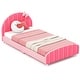 preview thumbnail 1 of 8, Honeyjoy Children Twin Size Upholstered Platform Single Bed with Pink - See Details