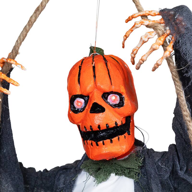 Animated Swinging Pumpkin Man Halloween Decoration - 30"