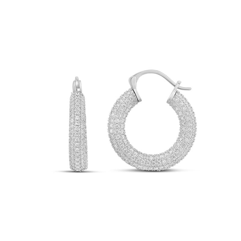 SHYMI Thick Pave Hoops - Silver