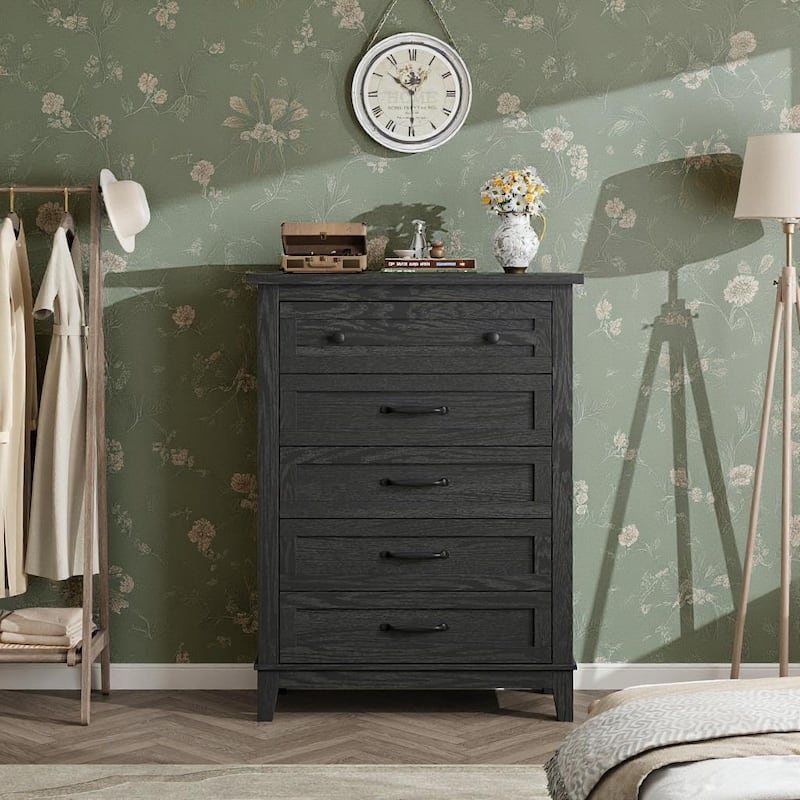 41.3" Tall Vertical Drawer Dresser, with Large Storage - Black