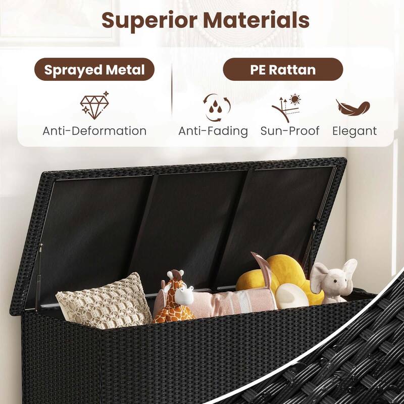 Costway 85 Gallon Rattan Deck Box with Waterproof Liner Universal - See Details