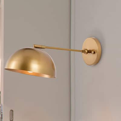 Cosmo Matte Gold 1-Light Adjustable Armed Wall Sconce