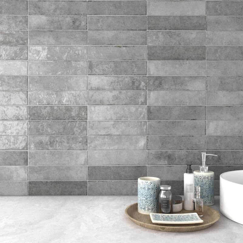 Merola Tile Tribeca Studio Grey Whisper 2-3/8" x 9-5/8" Porcelain Wall Tile