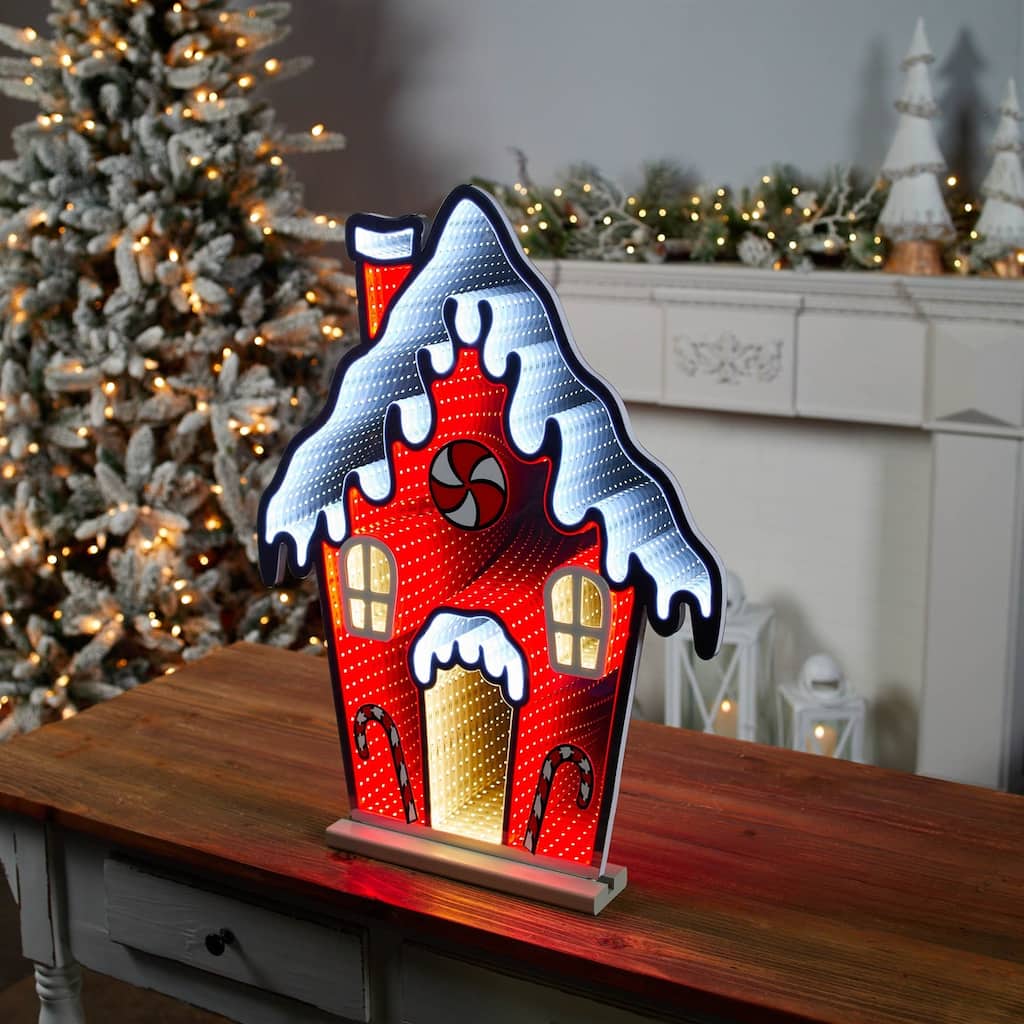 LED Lighted 3D Gingerbread House Christmas Infinity Mirror - 26"