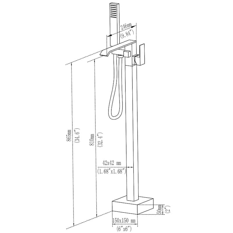Floor Mount Tub Faucet Freestanding Tub Filler With Handheld Shower in Matte Black