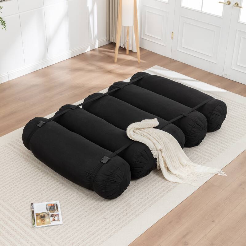 Versatile Lazy Sofa Corduroy Chaise Lounge Floor Couch Composed of 5 Cylindrical Pillows with Adjustable Straps
