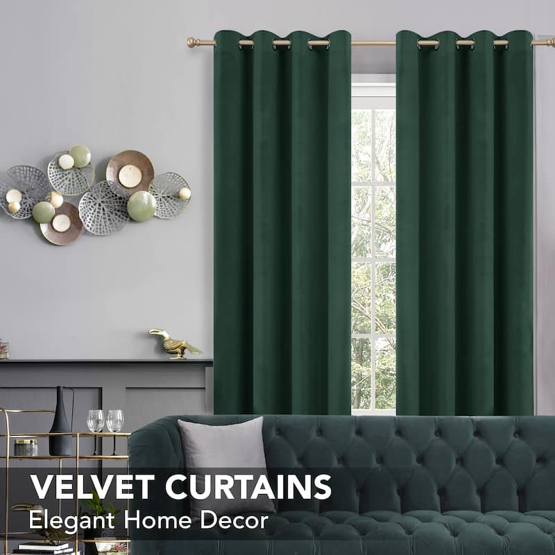 Deconovo Velvet Blackout Curtains, 2 Panels, Thermal Insulated