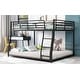 preview thumbnail 8 of 11, Full XL Over Queen Low Bunk Bed with Sloping Stairs, Black Metal Frame
