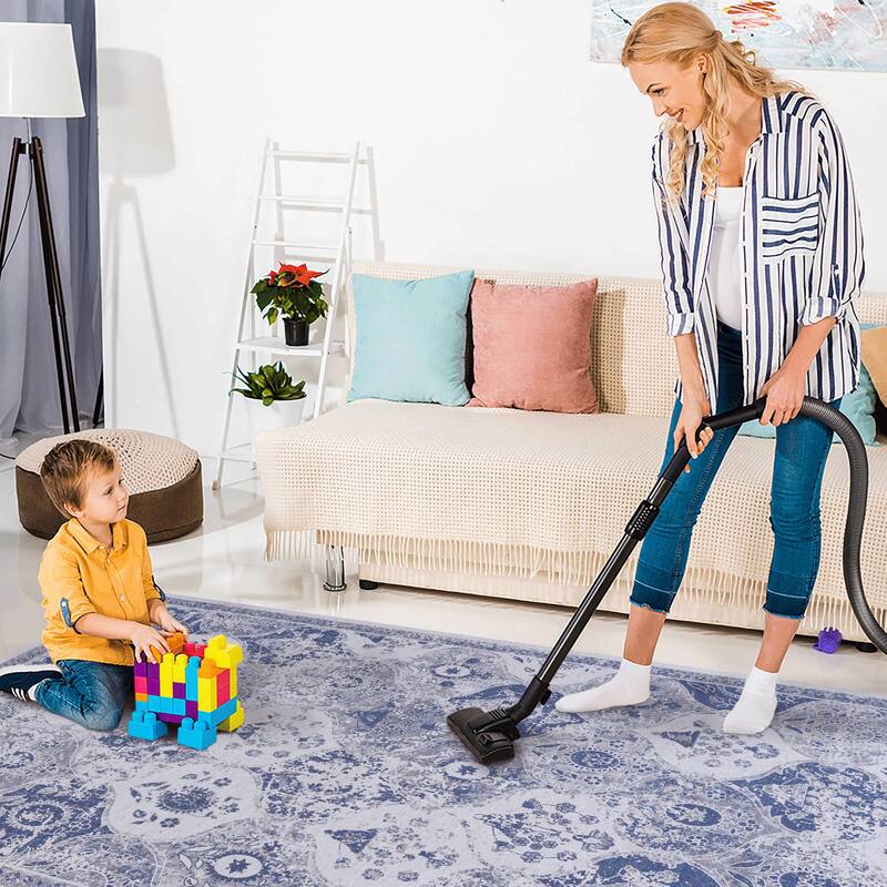 MAVAL Blue Washable Rug 2'6'' x 10' Non-Shedding Runner Rug - 120" D x 30" W x 0.14" H