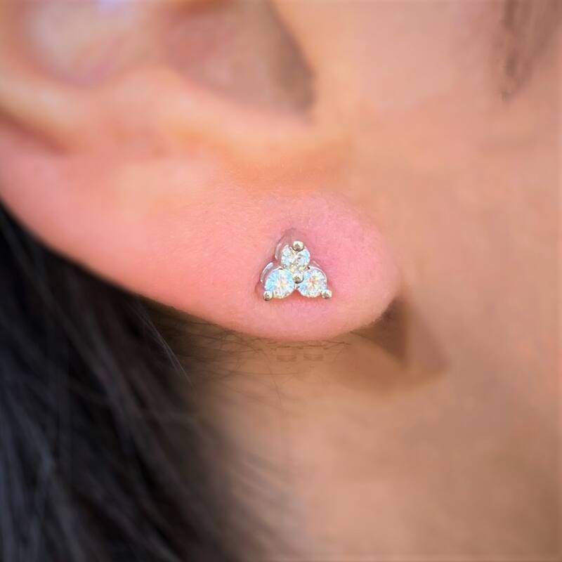 Joelle Collection Diamond Earrings - 3-Stone Cluster Earrings 14K Yellow Gold Beautiful Gift