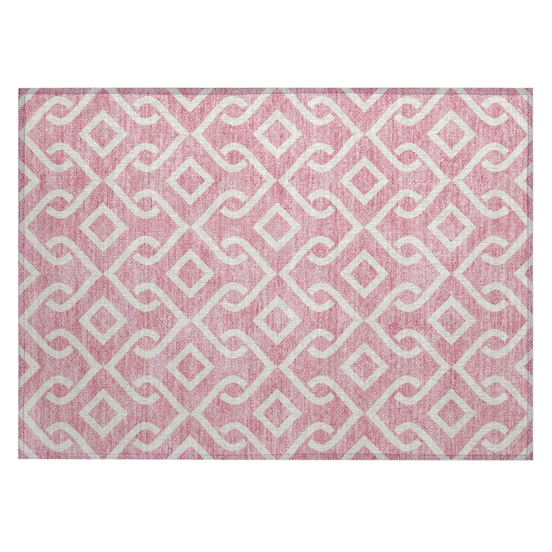 Machine Washable Indoor/ Outdoor Chantille Trellis Scroll Rug