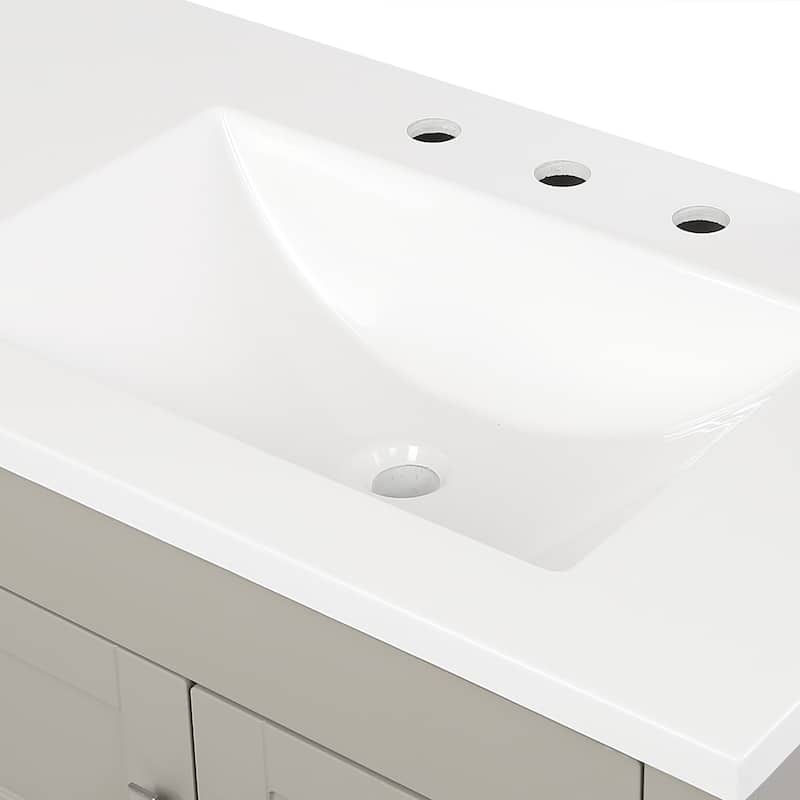 Spring Mill Cabinets Lonsdale 60.5" Double Bathroom Vanity With 6 Drawers and White Sink Top